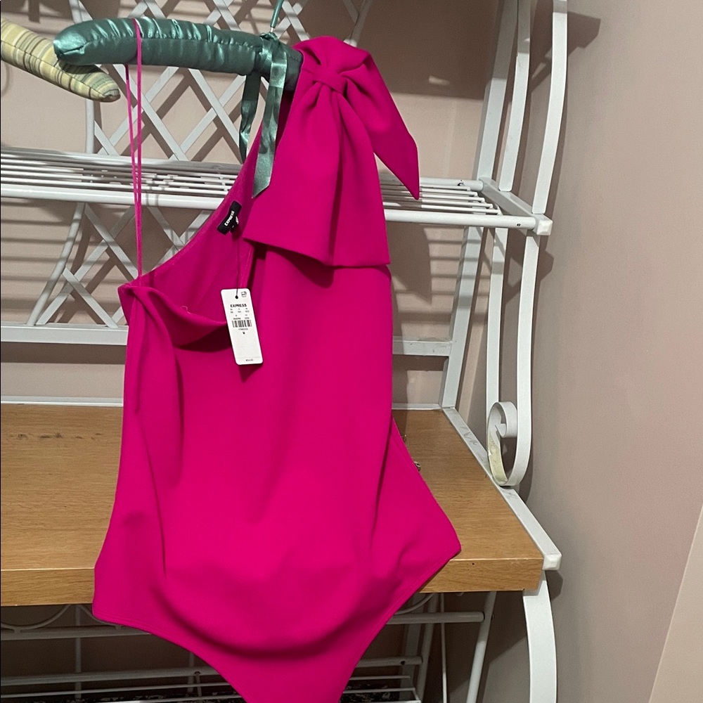 Express Fuchsia One-Shoulder Bodysuit